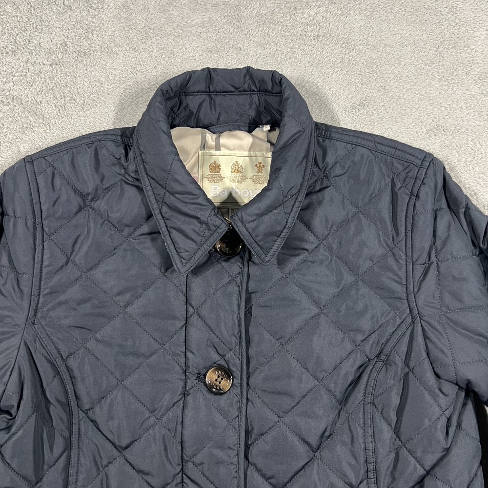 Barbour Forth Quilted Jacket Womens 10 Full Zip Button Up Modern Heritage Blue - Picture 3 of 15
